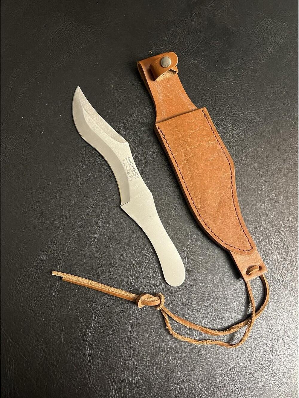 MAGNUM Stainless MINI BO-KRI Throwing Knife Fixed Blade W/ Leather SHEATH Bailey
